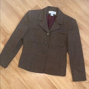 Vintage Jones of New York Brown Wool Blazer Size 6P Made in USA Career Business